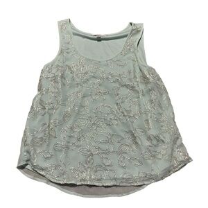 LC Lauren Conrad Mint Green Floral Sequined Tank Top Size XL lined party holiday